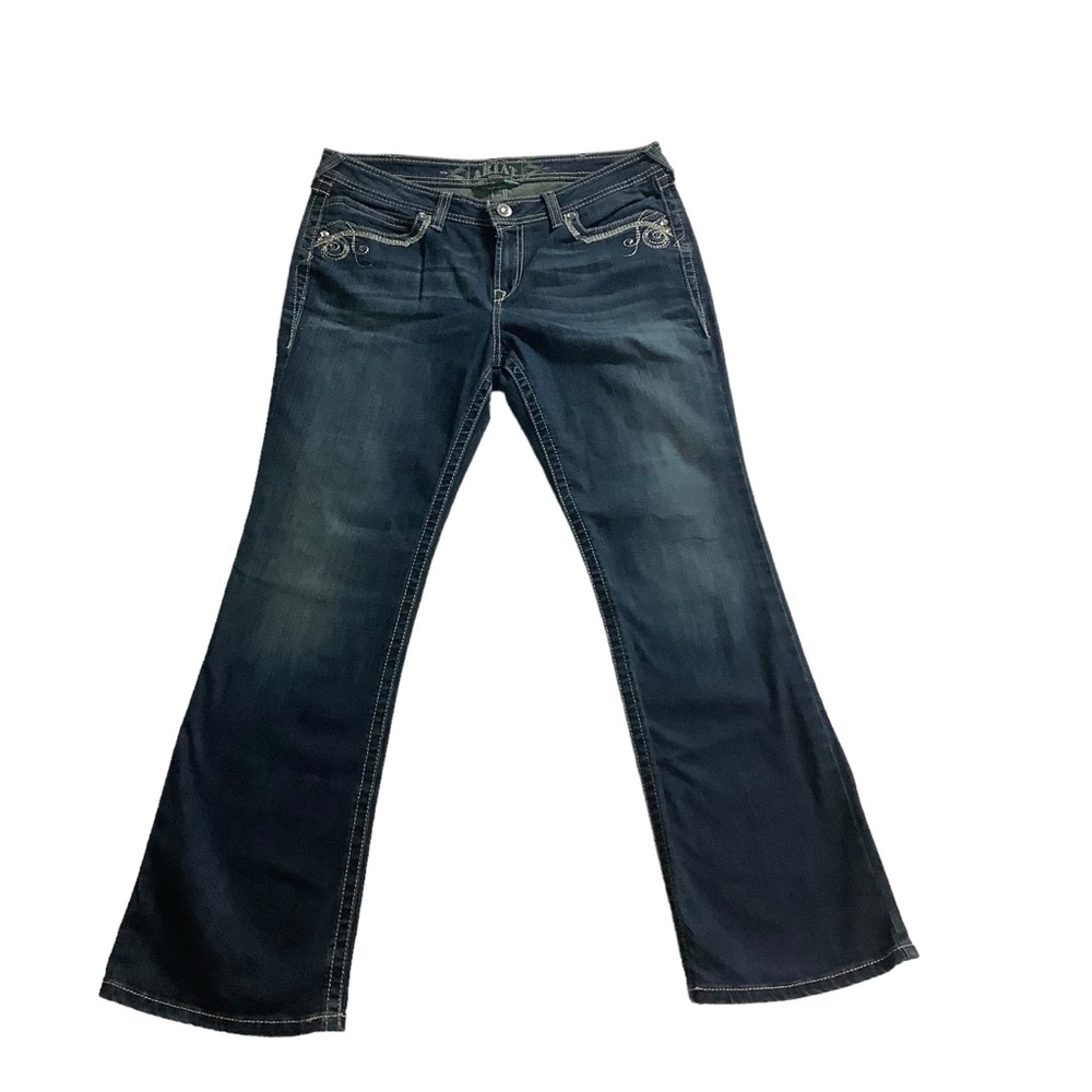 Ariat Jeans Sz 33 Turqoise Bootcut Dark Wash